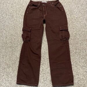 Hidden Brown Cargo Pants with Crossover Waist